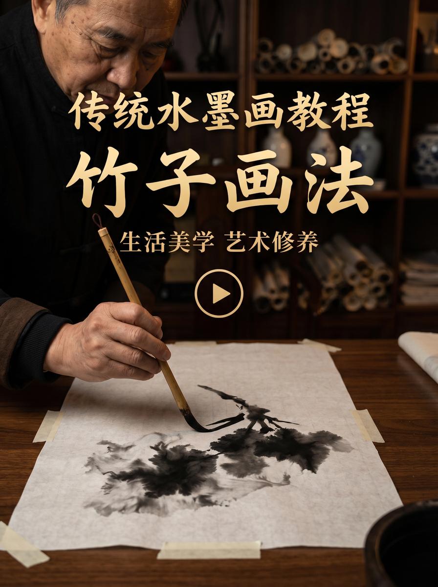 17C 水墨画视频教程：竹子画法入门与笔墨技法 - dszmzsm.cn
